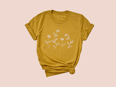 Wildflower – Gold Shirt apparel botanical clean cute design drawing floral flower flowers gold graphic graphic design illustration merchandise minimal mustard shirt shirt design wildflower wildflowers