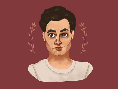 Joe Goldberg | You boy character character illustration character portrait drawing dude floral flowers illustration joe goldberg joe goldberg portrait man netflix drawing netflix series netflix you portrait white tshirt you you series you show