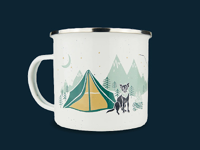 Camping Tin | Grounds & Hounds camping camping tin dog dog illustration grounds and hounds illustration merchandise design mug