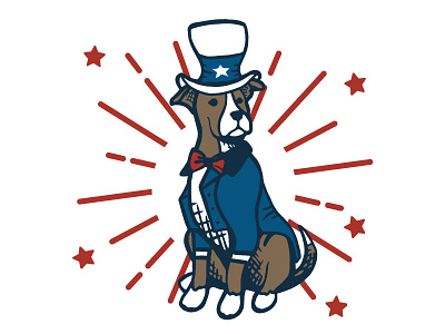 Uncle Sam Pitbull | Grounds & Hounds 4th of july america cute dog dog illustration fourth of july illustration patriotic pitbull puppy pups uncle sam