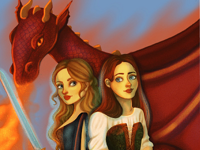 Two Princesses of Bamarre | Illustration dragon illustration princesses