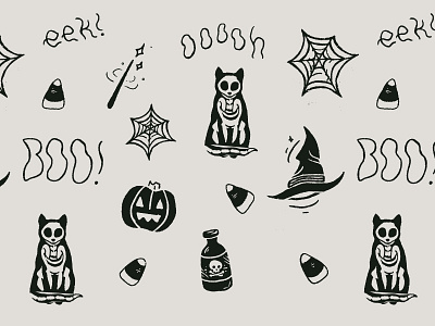 Spooky Skele-Cat Pattern