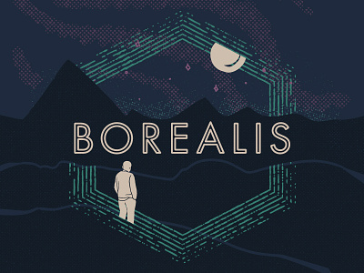 Borealis Illustration | Brewpoint Coffee borealis illustration landscape mountains northern lights stars