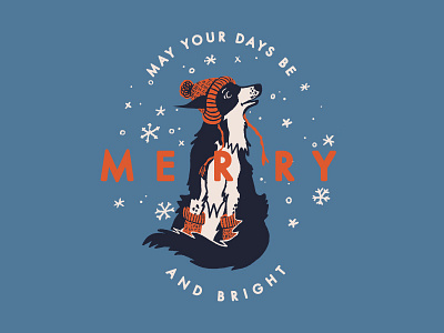 Merry & Bright (Winter Dog) christmas merry and bright white christmas winter dog