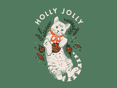 Holly Jolly (Christmas Kitty) christmas christmas cat christmas tree holly jolly kitty ornaments pine tabby tree boughs winter
