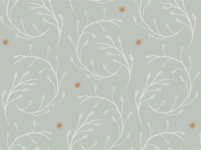 Holiday Pattern botanical branches cream digital gold coast gray holiday illustration leaves pattern pattern design