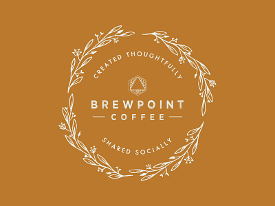 Brewpoint Coffee Stamp - Floral botanical branding coffee coffee shop delicate design digital digital illustration drawing floral flowers gold illustration leafy logo minimal stamp typography