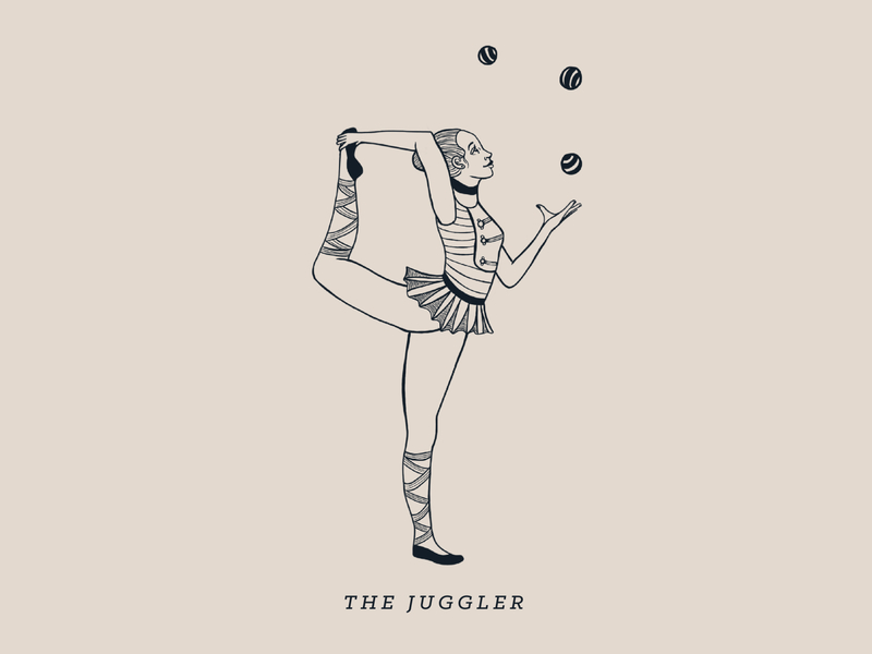 The Juggler acrobat character circus coffee coffee shop design digital digital illustration drawing graphic illustration juggler juggling minimal retro simple typography