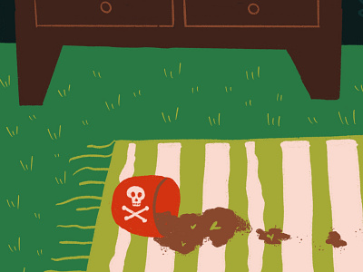 The Crime Scene accident botanical carpet death digital digital illustration dirt drawing floral graphic illustration minimal plant plant pot pot rug skull and crossbones spilled dirt sprouts texture