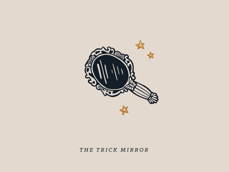 The Trick Mirror clean coffee coffee shop design digital illustration drawing graphic handheld mirror illusionist illustration magic trick magical magician minimal mirror ordinary objects stars typography
