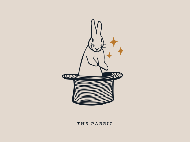 The Rabbit animal bunny clean coffee coffee shop design digital digital illustration drawing graphic hat illusionist illustration magic trick magician minimal rabbit top hat typography