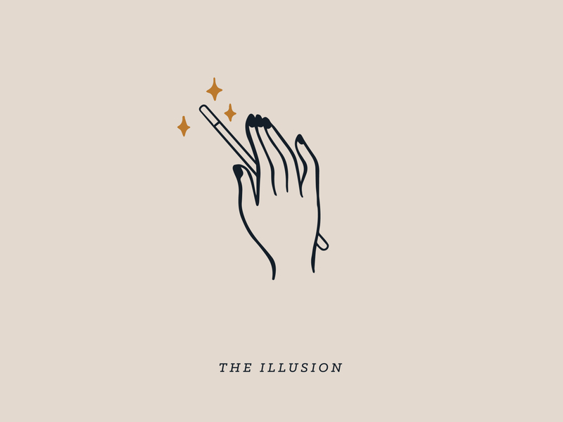 The Illusion clean coffee coffee shop design digital digital illustration drawing graphic hand hand drawing illusion illusionist illustration line drawing magic trick magic wand magical magician minimal typography