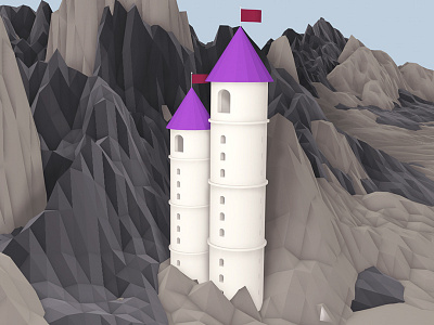 Trouble Towers WIP 3d illustration c4d castle game illustrator landscape low poly lowpoly