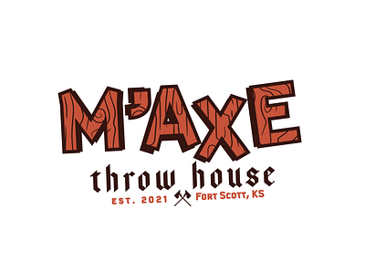 M'AXE Throw House axe axe throwing brand brand design bright color font fun kansascity logo type