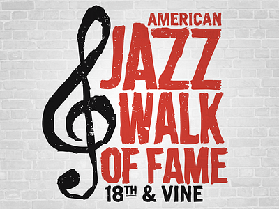 American Jazz Walk of Fame logo blues branding design illustration jazz kansas city kc logo music rough treble clef walk of fame