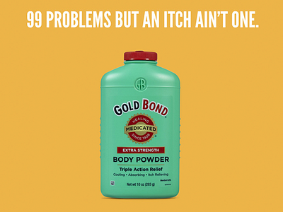 Gold Bond Body Powder ad 99 problems advertising art brand branding color design gold bond logo minimal modern pop