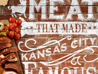 BBQ! barbecue bbq beef brick cursive hand lettering kansas city kc paint type