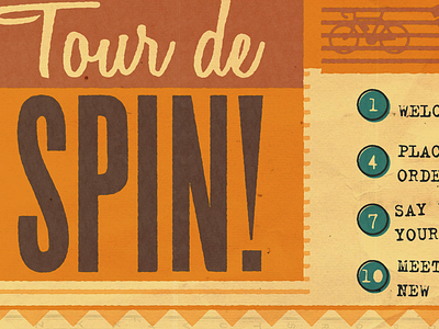 Tour De Spin brand design illustration kansas city layout pizza poster print restaurant retro typography warm