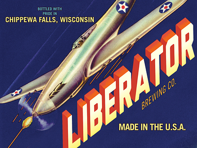 Liberator Brewing Co. beer branding bright fighter illustration label liberator plane print retro vintage vivid