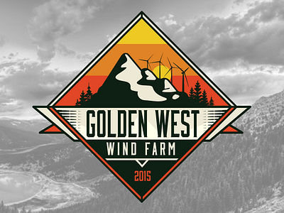 Golden West badge beer colorado illustration logo mountain patch pikes peak retro sticker western