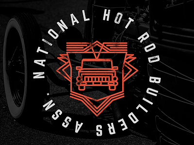 NHBA full car eroded hot rod icon illustration line art logo racing retro truck typography vintage