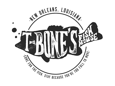 T-Bone's Fish House fish food hand drawn hand illustration illustration letter letters logo new orleans restaurant texture typography