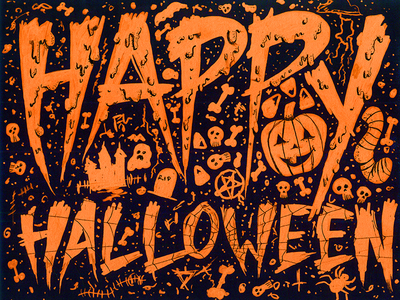 Happy Halloween drawing halloween holiday horror illustration letters scary sketch type typography