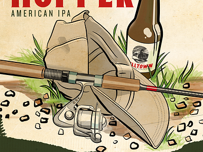 Pond Hopper IPA – Label illustration beer brewery brewing fish fishing illustration kansas city label outdoors packaging sticker