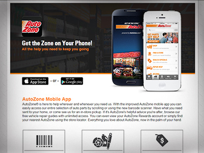 AutoZone App Landing Page css html landing page photoshop seo ui ux