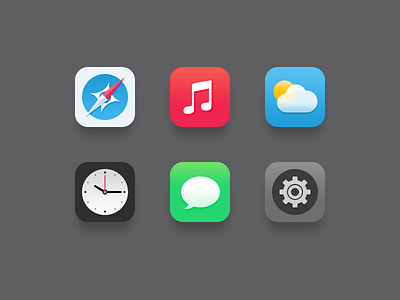 iOS7 Icons Redesign chiou clock icons ios7 messages music safari settings weather