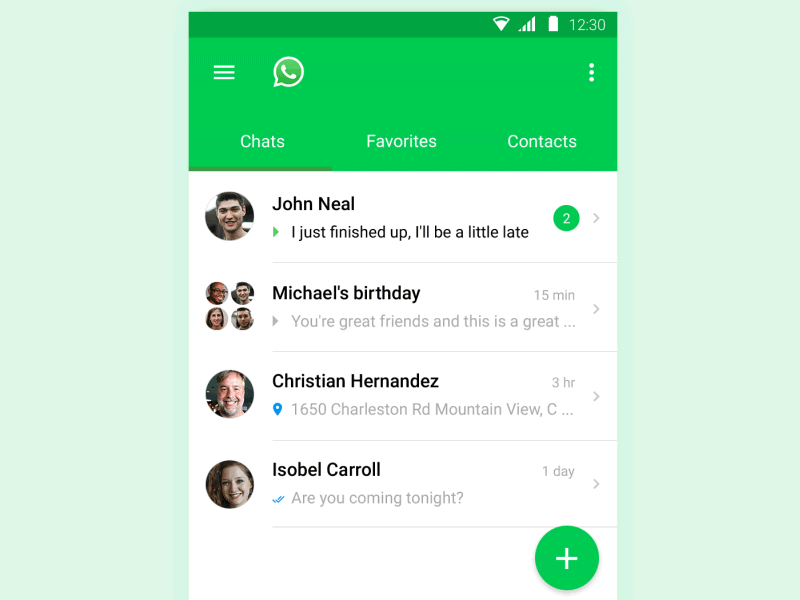 WhatsApp (concept) - Material Design android concept flat google lollipop material design whatsapp