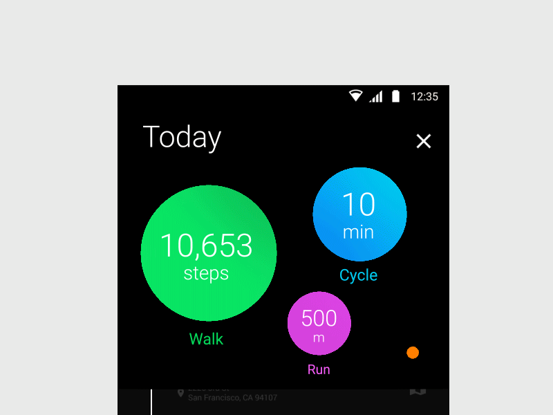 Move - Show calories android app concept fitness health move steps