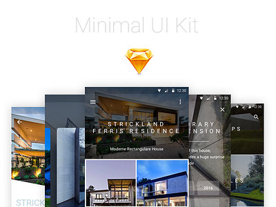 Minimal UI Kit android commercial design free freebies kit material design personal sketch ui