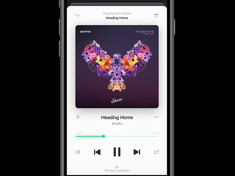 Download Spotify Player on iOS 10 by Mohamed Kerroudj for LINITIX on Dribbble