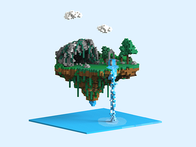 Secret Island 3d art illustration island pixel