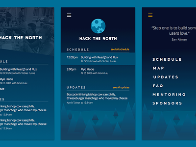 Hack the North for iOS blue canada geometry hack the north hackathon interface ios mobile trees ui ux waterloo