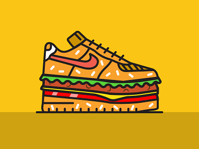 Air Force Ones, No Gherkins. air force air force 1 fast food foodie icon illustration art illustrator nike nike air sneaker sneaker art sneakerhead takeaway trainer vector