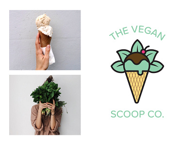 The Vegan Scoop co. dessert healthyfood ice cream cone ice cream logo icecream logo natural organic vegan vegan dessert vegan logo veganfood veganism vegetarian