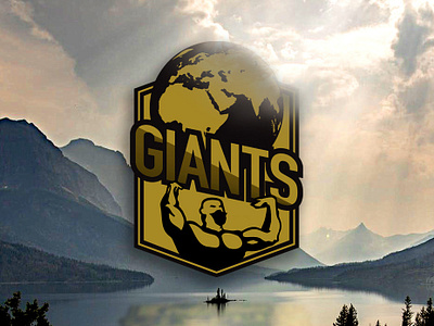 Giants Logo athlete bodybuilding branding design icon illustration image editing landscape logo muscle simple space sport strength strong strongman typography vector