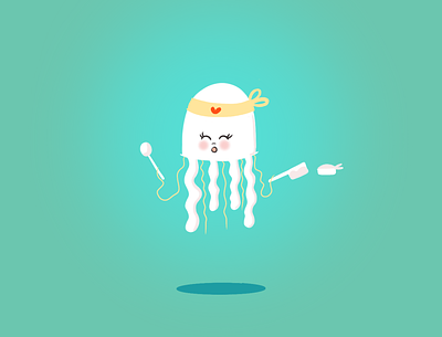 The Jellyfish Cook animal illustration cute art design flat illustration illustration art jellyfish procreate