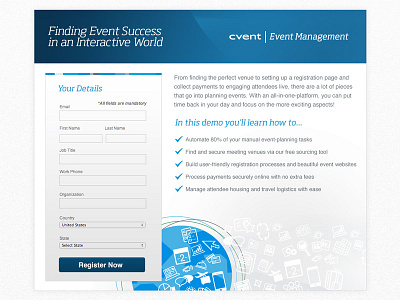 Demo Signup for Event Management button css cvent eloqua event management form web web design