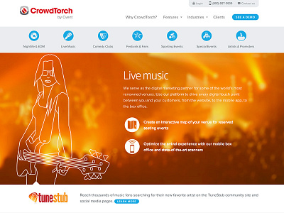 CrowdTorch Industries Page crowdtorch events flat flat colors html icons industries line art lineart marketing responsive verticals