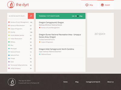 The Dyrt - Search Results campgrounds client colorful flat flat colors flat ui outdoors results search simple the dyrt