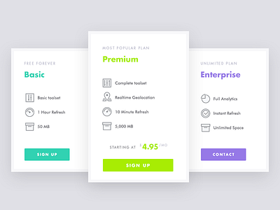 Stylish Pricing Table comparison futura icons line icon marketing pricing table