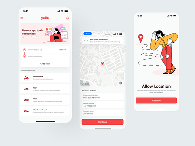 iOS Courier delivery app concept app clean design illustration minimal ui ux