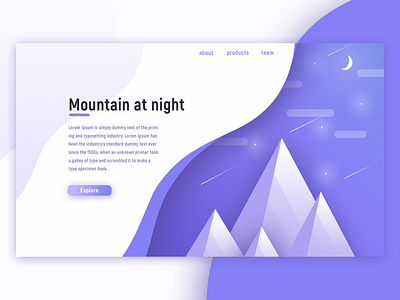 Mountain at night landing page concept photoshop ui uidesign web webdesign