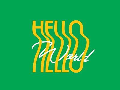 Hello Word brazil bright colors entangled green happy hello hello world logo logo design shirt design summer white words world yellow