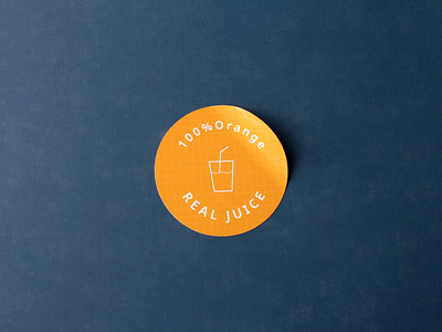 100% orange real juice rounded stickers