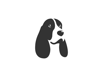 Dog black and white dog english cocker spaniel logo negative space positive space