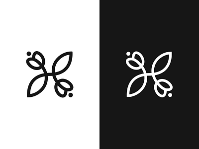H flowers h leaf letter lettering logo mark monogram symbol tulip
